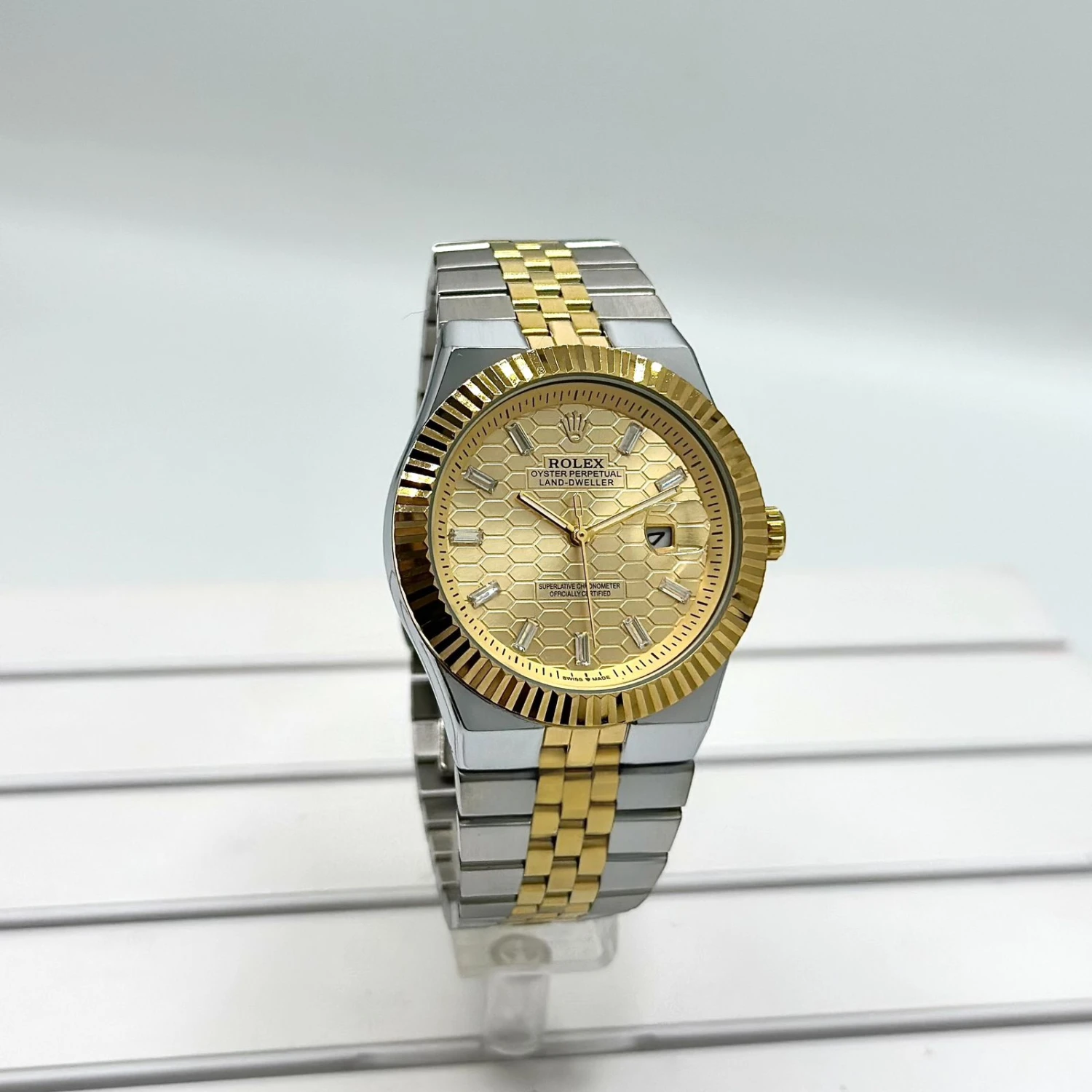 Rolex Land Dweller Two Tone Crystal Watch | Alghaith Luxury Gifts