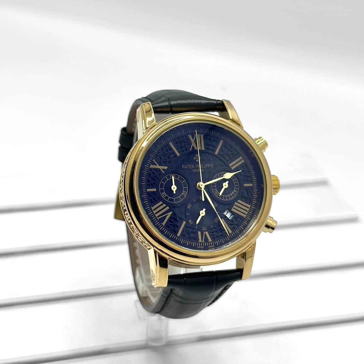 Patek Philippe Roman Black Leather Watch
