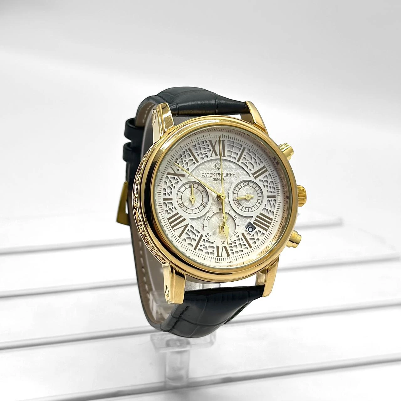 Patek Philippe Roman Black Leather Watch