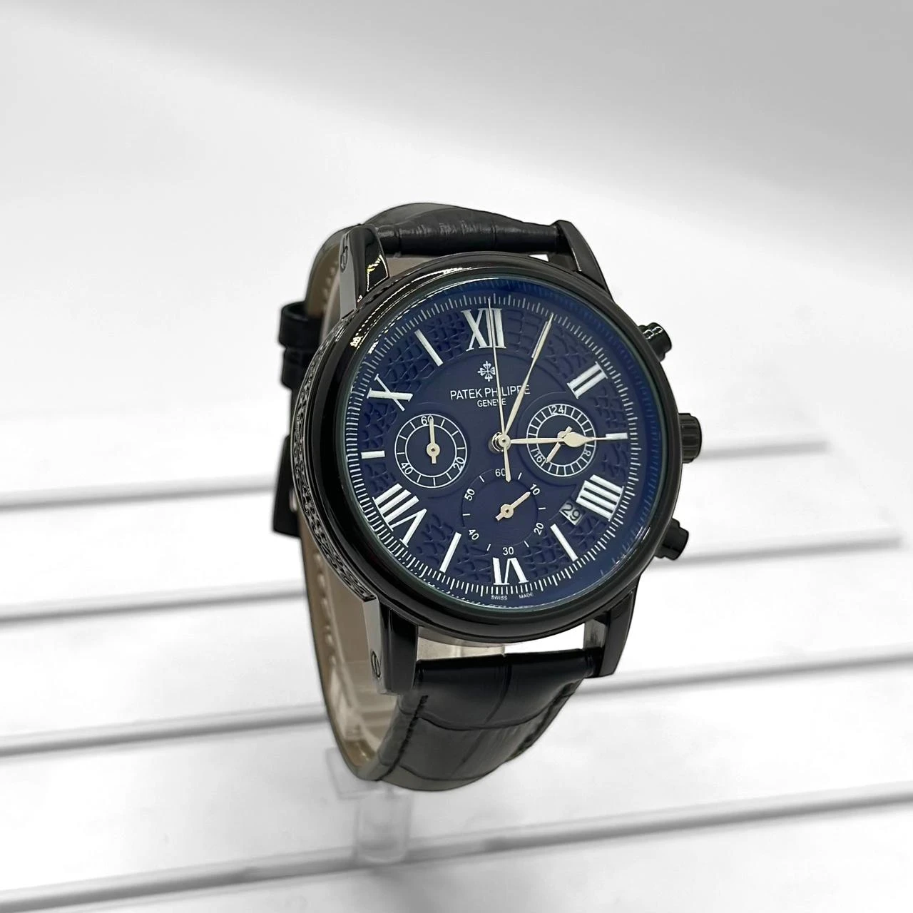 Patek Philippe Roman Black Leather Watch