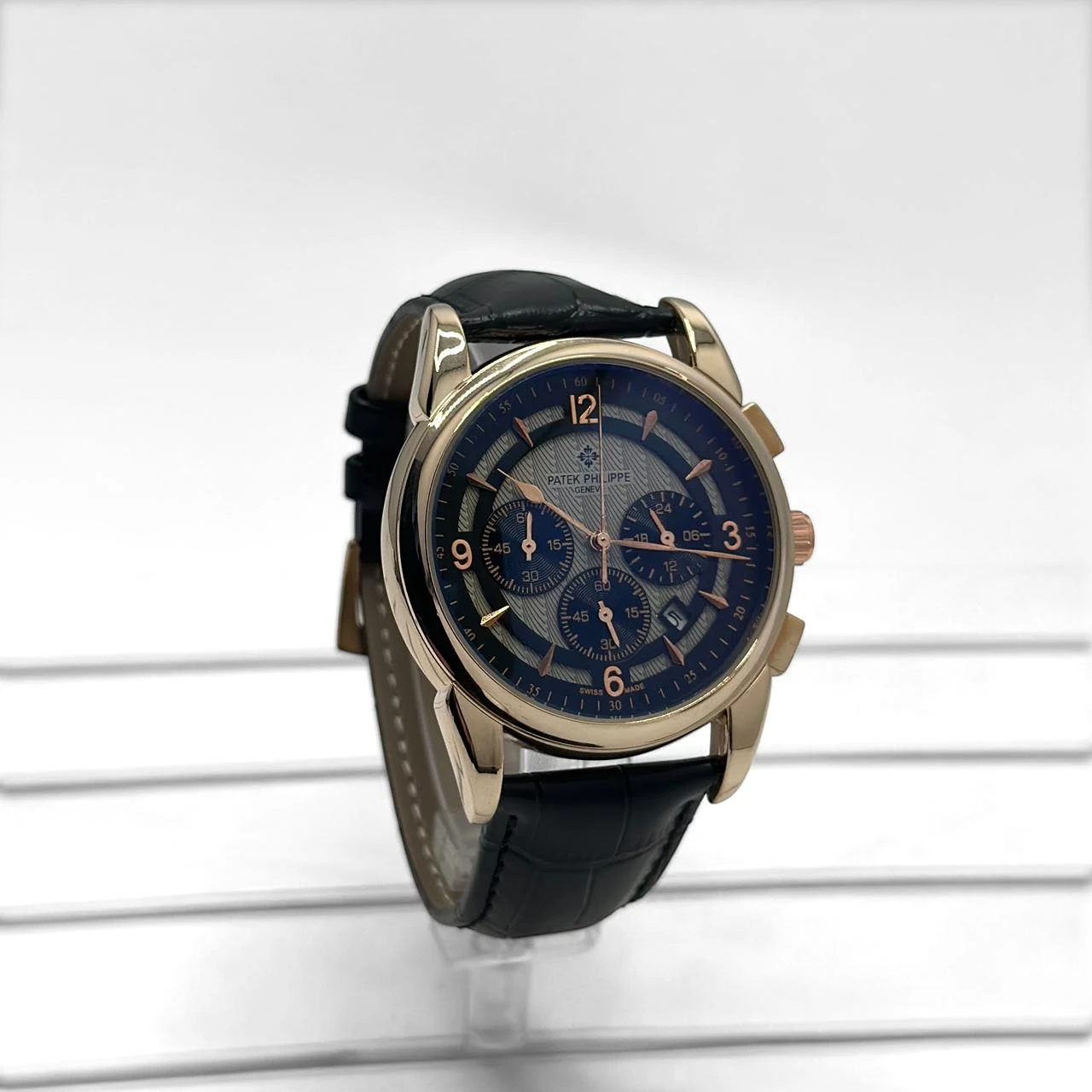 Patek Philippe Subdial Black Leather Watch
