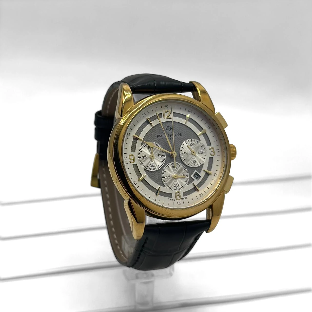 Patek Philippe Subdial Black Leather Watch