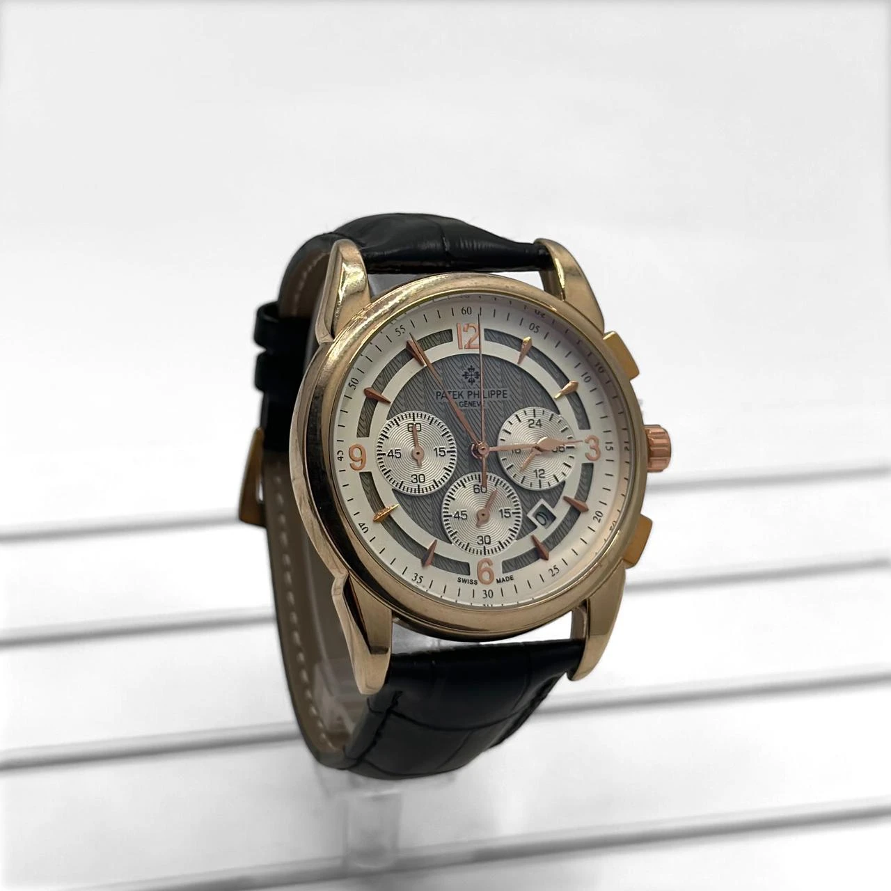 Patek Philippe Subdial Black Leather Watch
