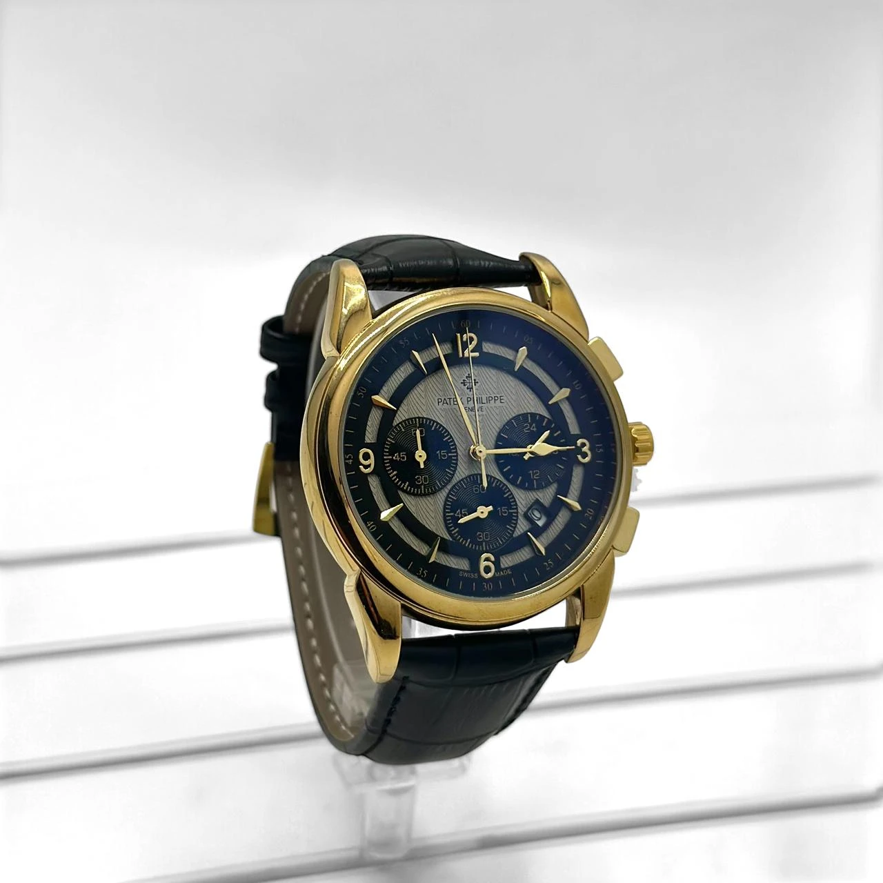 Patek Philippe Subdial Black Leather Watch