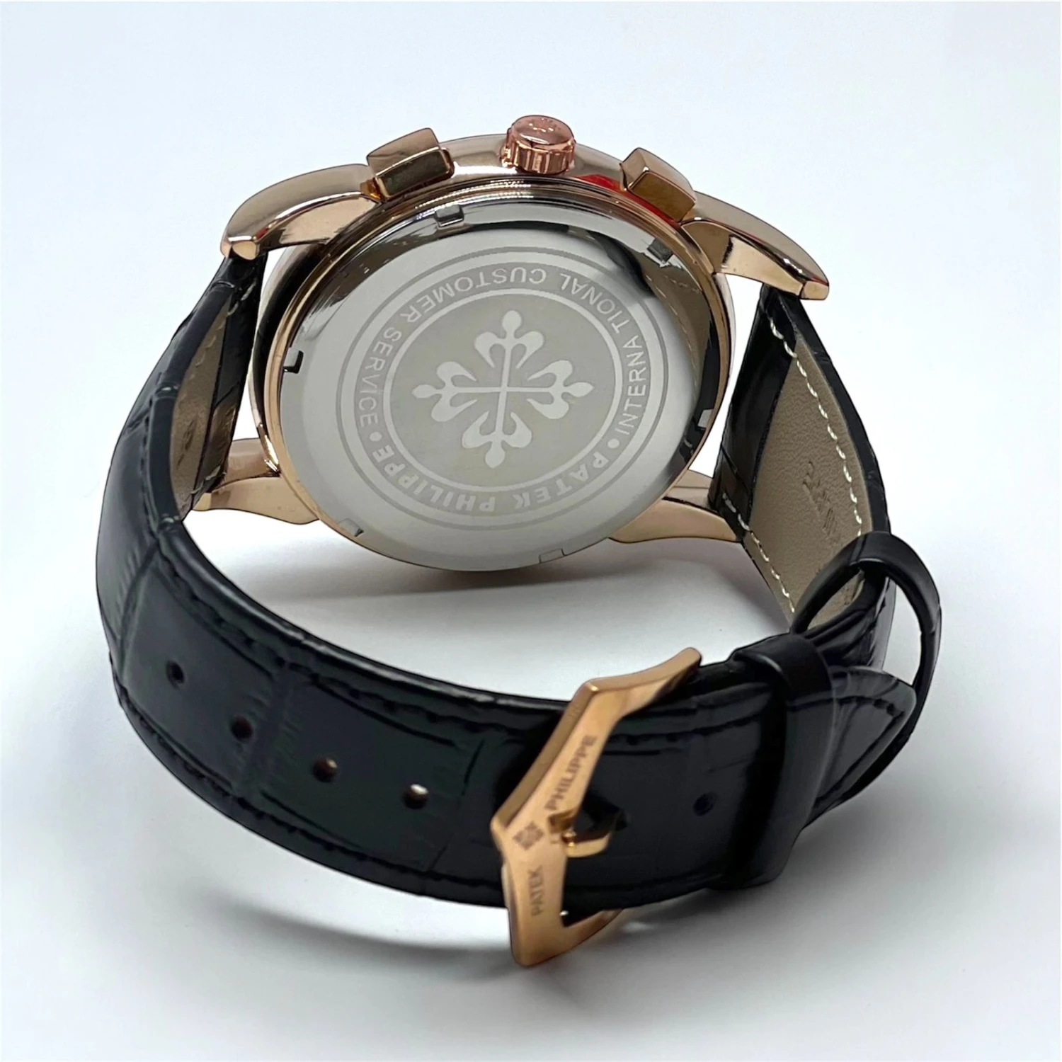 Patek Philippe Subdial Black Leather Watch